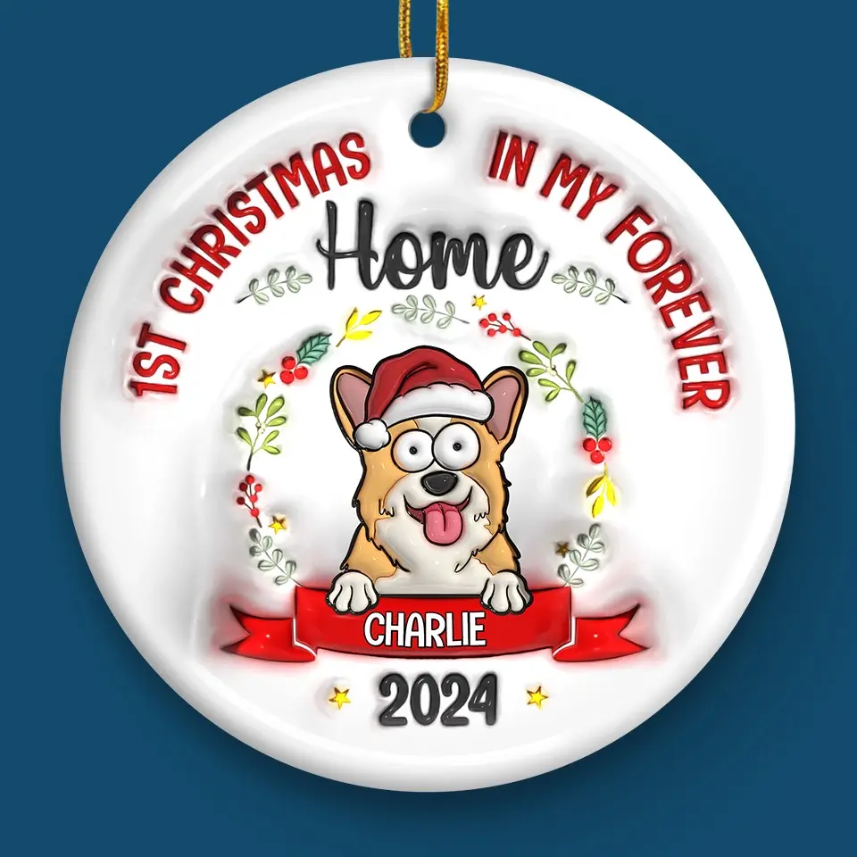 Whiskers In A Winter Wonderland - Dog & Cat Personalized Custom 3D Inflated Effect Printed Ornament - Ceramic Round Shaped - Christmas Gift For Pet Owners, Pet Lovers, First Christmas - Image 4