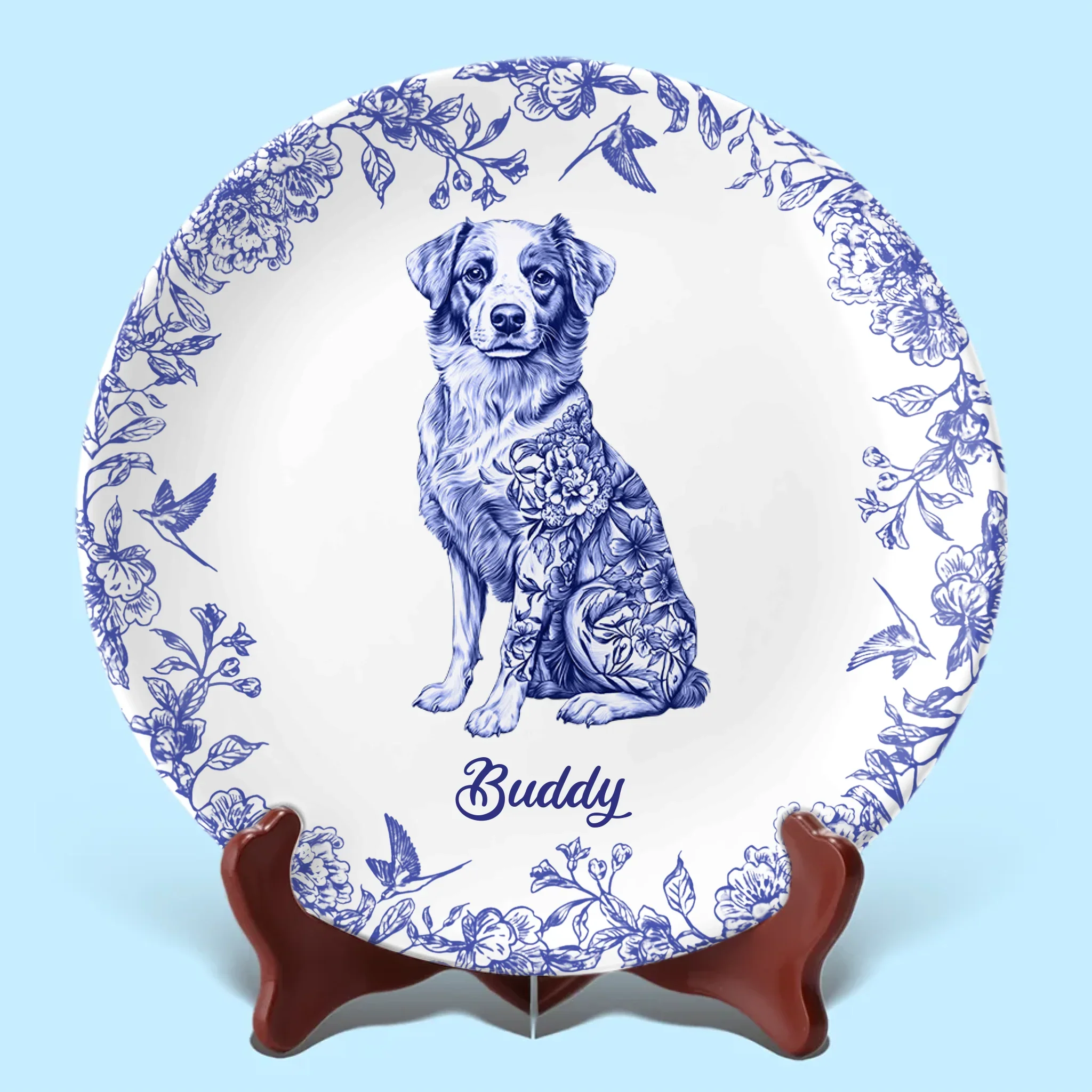 Whispers Of Love In Blue - Dog Personalized Custom Ceramic Plate - Father's Day, Gift For Pet Owners, Pet Lovers - Image 2