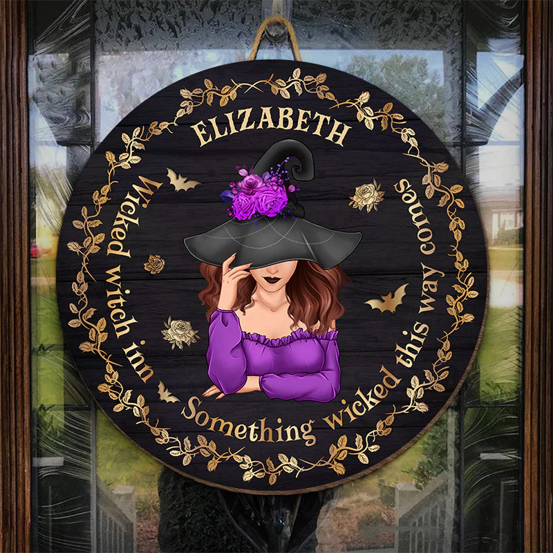 Wicked Witch In - Personalized Custom Round Shaped Home Decor Witch Wood Sign - Halloween Gift For Witches, Yourself - Image 3