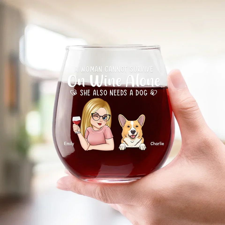 Wine Fills The Glass, A Dog Fills The Heart - Dog Personalized Custom Wine Glass - Gift For Pet Owners, Pet Lovers - Image 3