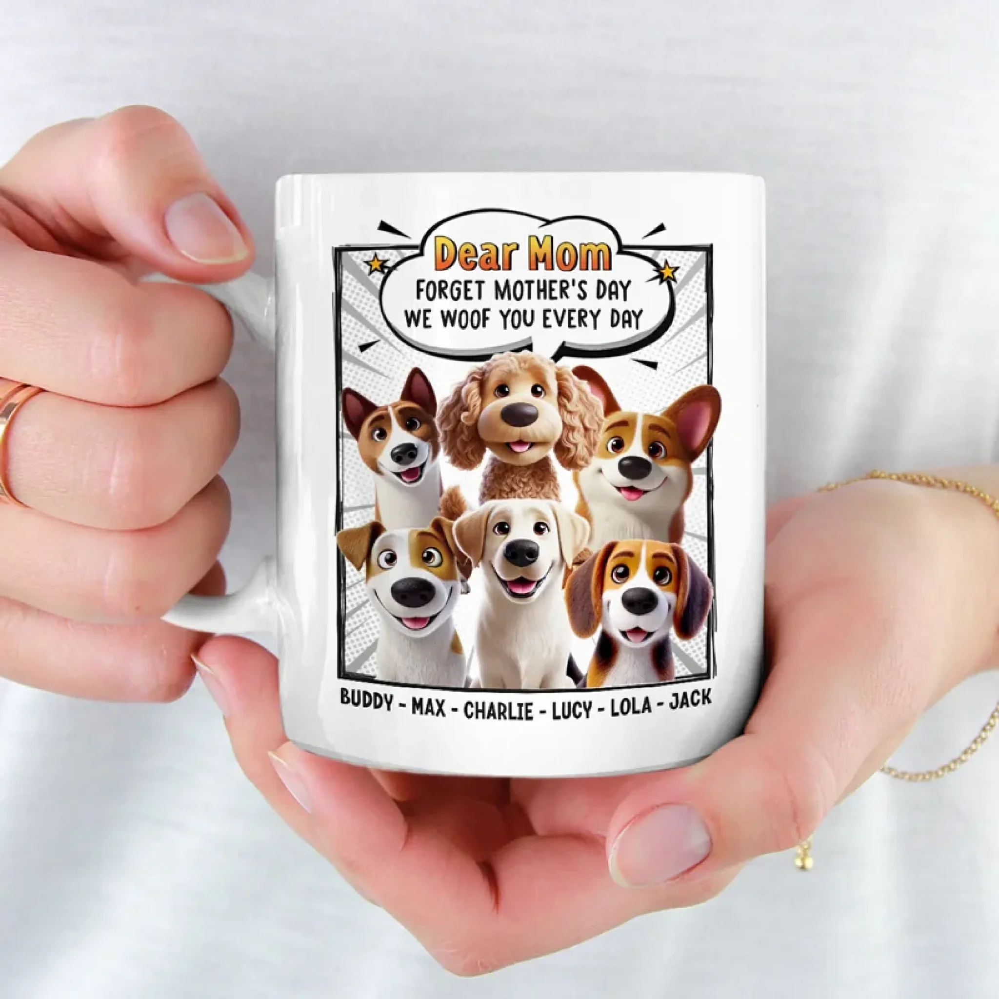 Woof You Forever, Mom - Dog Personalized Custom Mug - Mother's Day, Gift For Pet Owners, Pet Lovers - Image 4