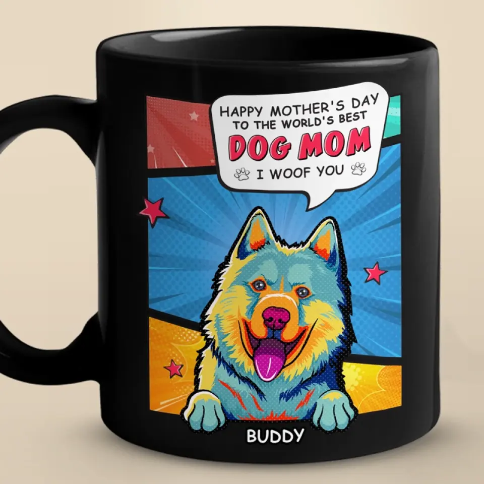 World's Best Dog Mom - Dog Personalized Custom Black Mug - Mother's Day Gift For Pet Owners, Pet Lovers - Image 2