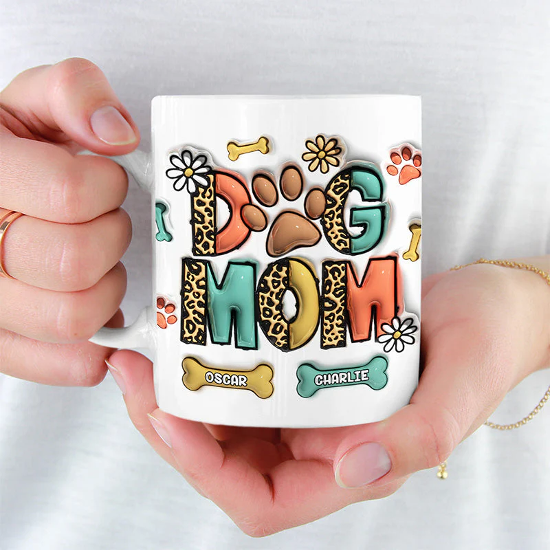 Yappy Holidays Cat Mom Dog Mom - Dog & Cat Personalized Custom 3D Inflated Effect Printed Mug - Christmas Gift For Pet Owners, Pet Lovers - Image 2