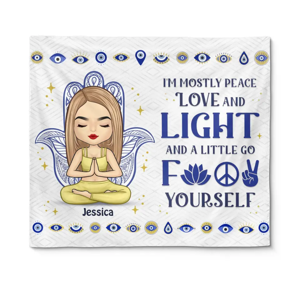 Yoga Is The Practice Of Quieting The Mind - Yoga Personalized Custom Tapestry - Gift For Yoga Lovers - Image 2