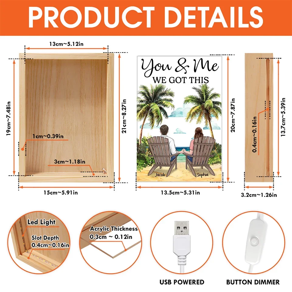 You And Me Through It All, We Got This - Couple Personalized Custom Frame Light Box - Gift For Husband Wife, Anniversary - Image 6