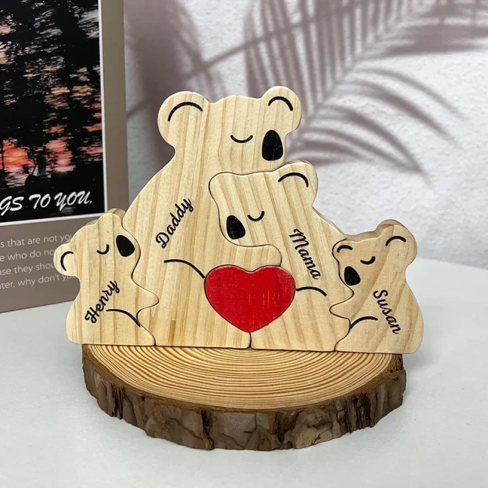 You Are My Koala Bear, And I Am Your Tree - Family Personalized Custom Koala Shaped Wooden Art Puzzle - Wooden Pet Carvings, Wood Sculpture Table Ornaments, Carved Wood Decor - Gift For Family Members - Image 3