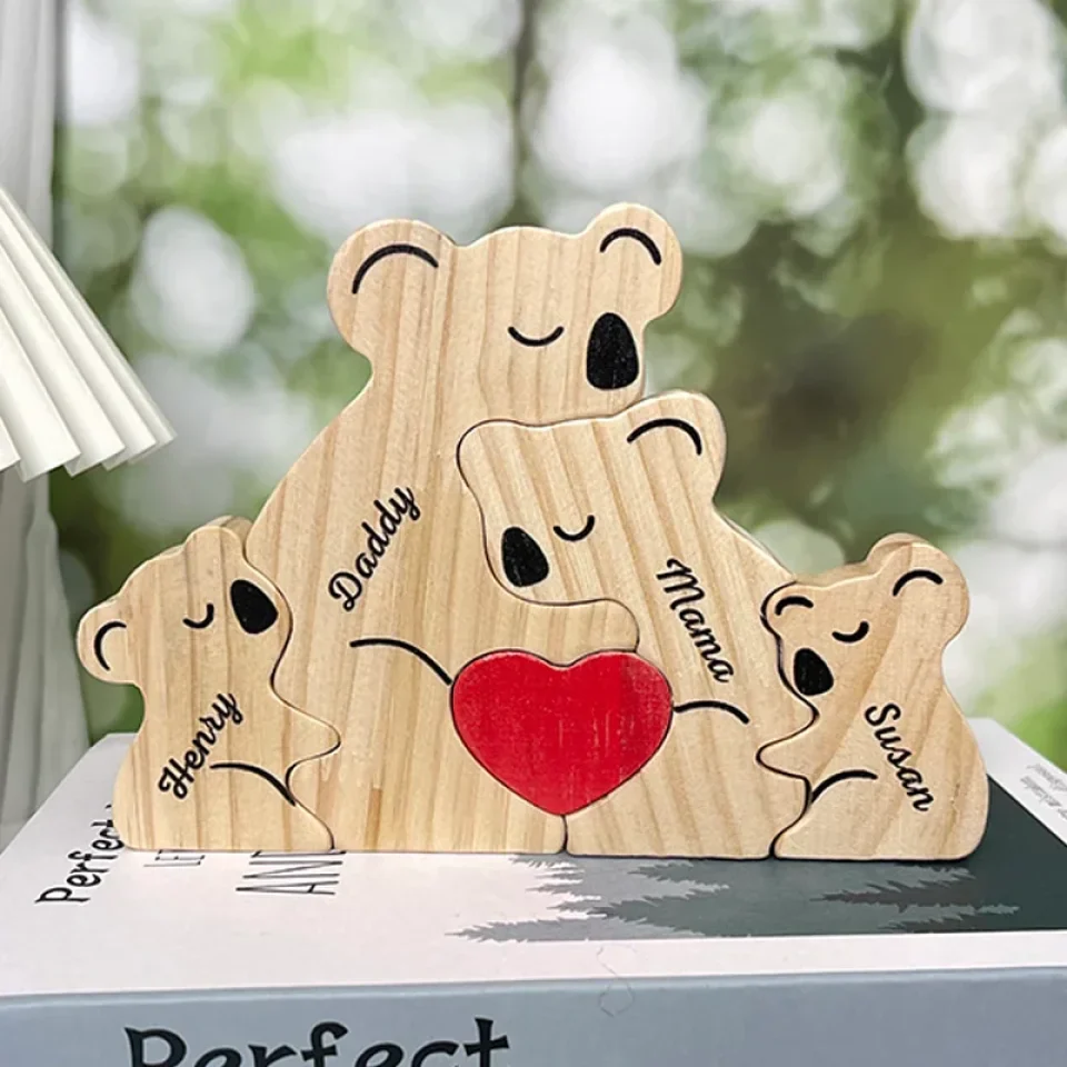 You Are My Koala Bear, And I Am Your Tree - Family Personalized Custom Koala Shaped Wooden Art Puzzle - Wooden Pet Carvings, Wood Sculpture Table Ornaments, Carved Wood Decor - Gift For Family Members - Image 4