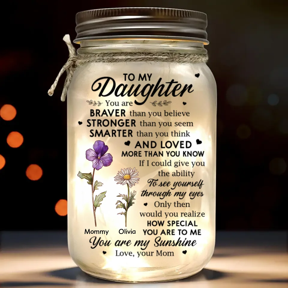 You Are My Sunshine - Family Personalized Custom Mason Jar Light - Gift For Mom, Daughter - Image 2