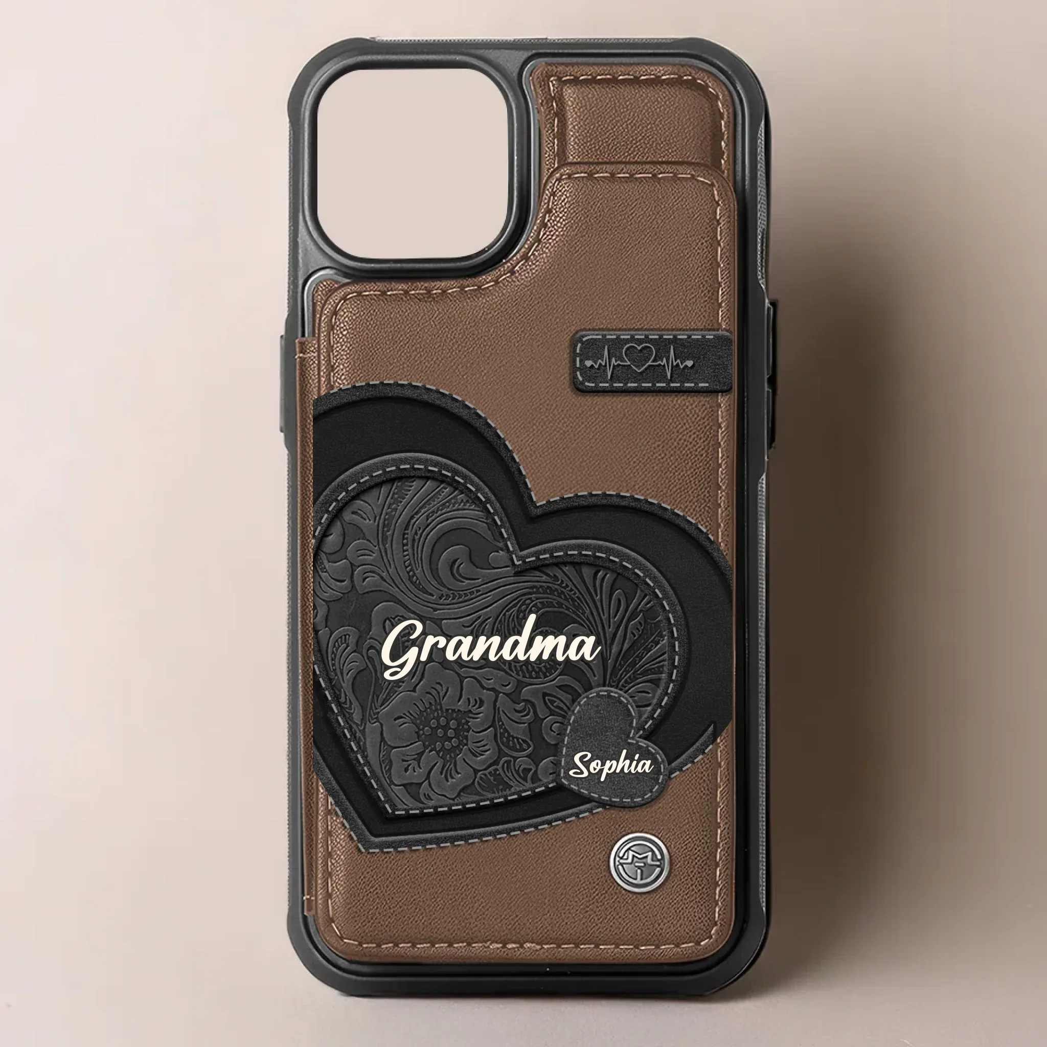 You Are The Heart Of Our Story - Family Personalized Custom Leather Flip Wallet Phone Case - Mother's Day Gift For Mom, Grandma - Image 3