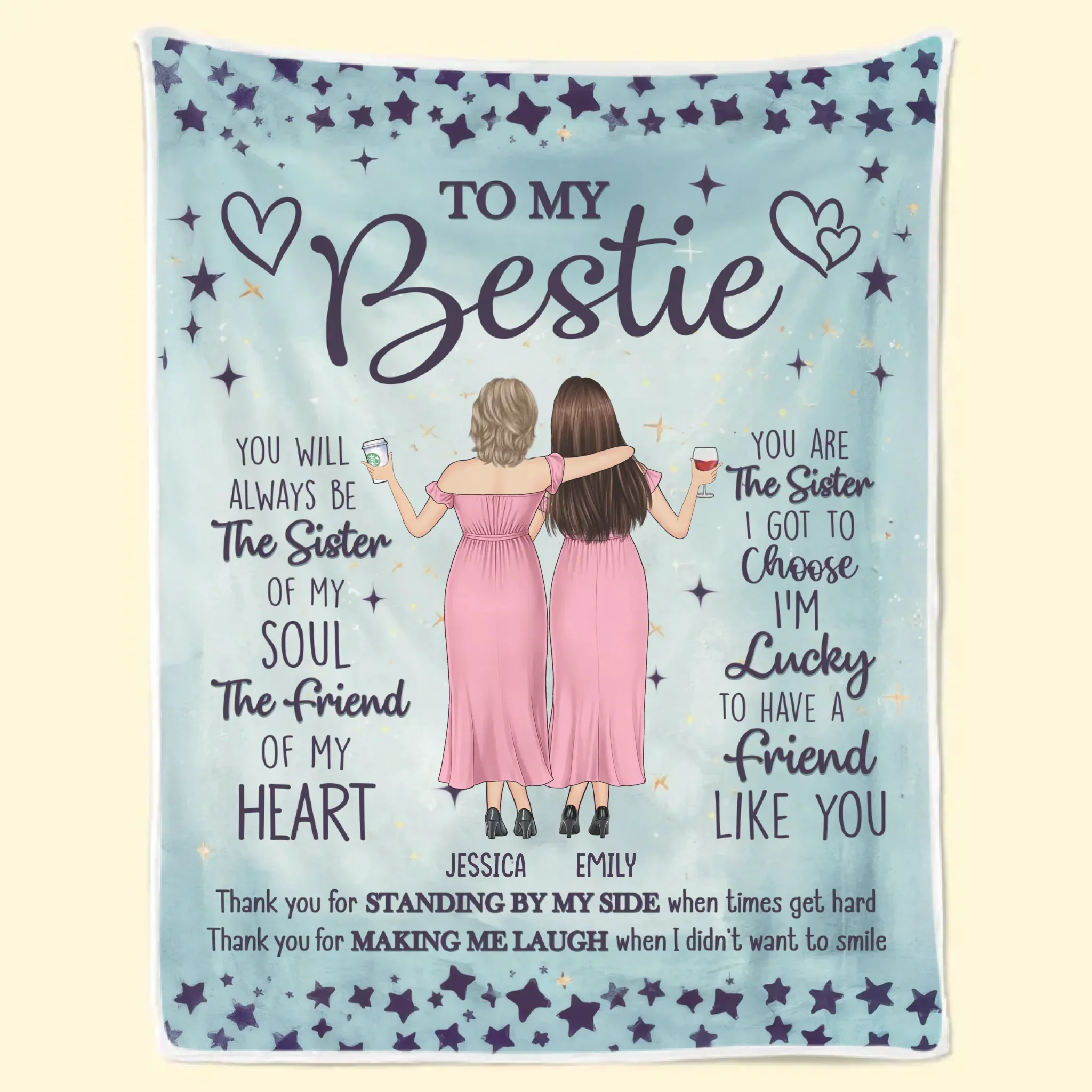 You Are The Sister I Got To Choose - Bestie Personalized Custom Blanket - Gift For Best Friends, BFF, Sisters - Image 2