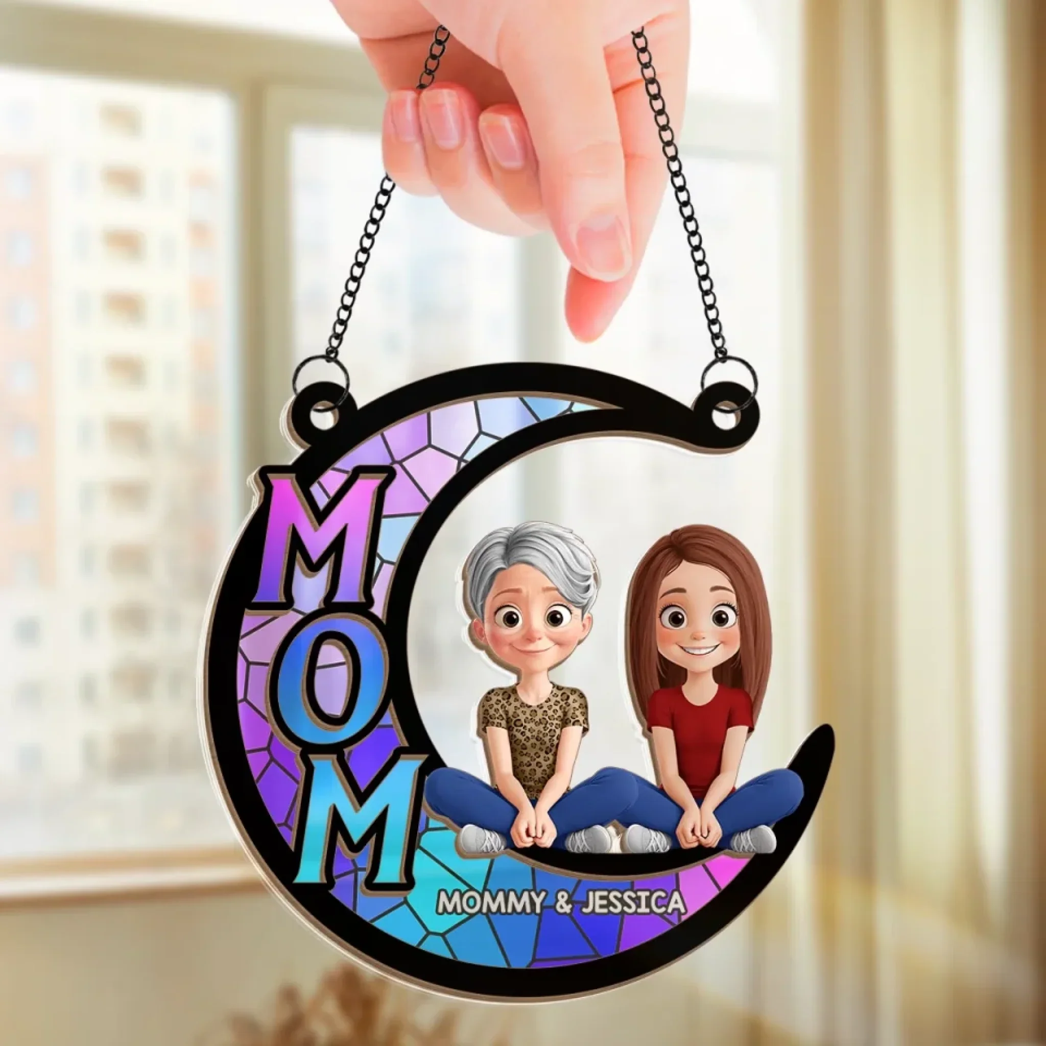 You Complete My World, Mom - Family Personalized Window Hanging Suncatcher Ornament - Mother's Day, Gift For Mom - Image 3