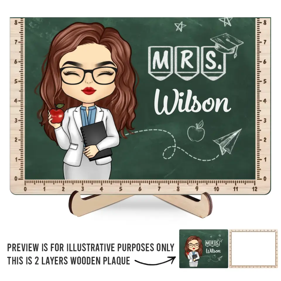 You Don't Just Teach, You Inspire - Teacher Personalized Custom 2-Layered Wooden Plaque With Stand - Gift For Teacher - Image 2