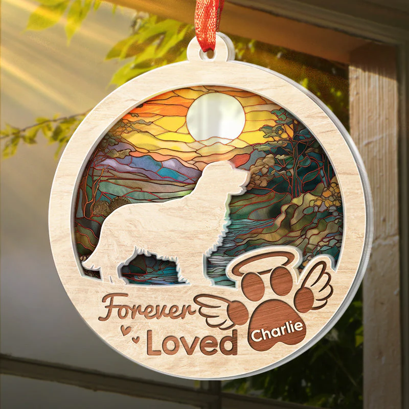 You Left Paw Prints On My Heart - Memorial Personalized Custom Suncatcher Ornament - Acrylic Round Shaped - Sympathy Gift For Pet Owners, Pet Lovers - Image 3