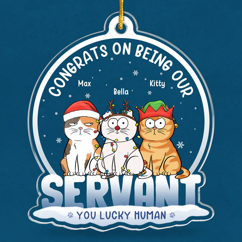 You Lucky Human - Dog & Cat Personalized Custom Ornament - Acrylic Custom Shaped - Christmas Gift For Pet Owners, Pet Lovers - Image 3