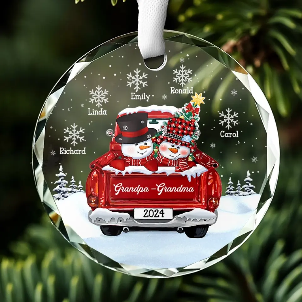 You Made My Childhood Such A Sweet And Happy Time - Family Personalized Custom Circle Glass Ornament - Christmas Gift For Grandpa, Grandma - Image 5