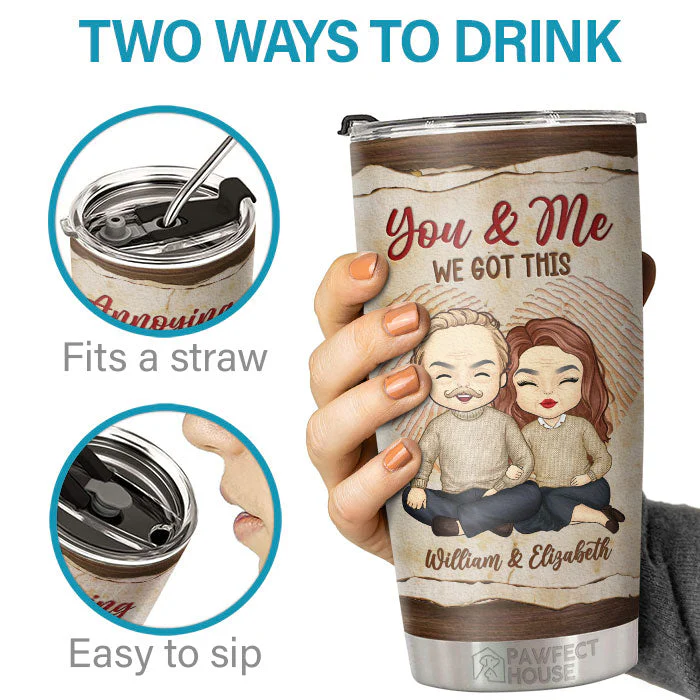 You & Me Annoying Each Other - Personalized Tumbler - Gift For Couple, Husband Wife, Anniversary, Engagement, Wedding, Marriage Gift - Image 3