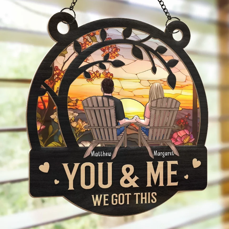 You & Me, Together Forever - Couple Personalized Window Hanging Suncatcher Ornament - Gift For Husband Wife, Anniversary - Image 4
