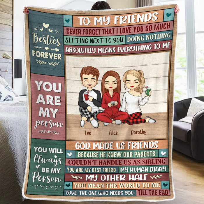 You Mean The World To Me - Bestie Personalized Custom Blanket - Christmas Gift For Best Friends, BFF, Sisters - Image 4