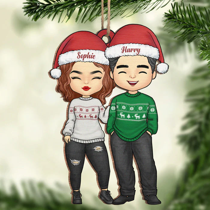 You Put The Merry In My Christmas - Couple Personalized Custom Ornament - Wood Unique Shaped - Christmas Gift For Husband Wife, Anniversary - Image 4