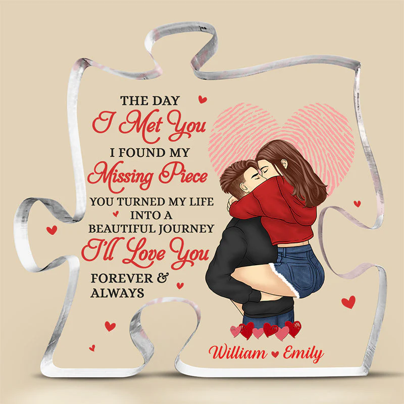 You Turned My Life Into A Beautiful Journey - Couple Personalized Custom Puzzle Shaped Acrylic Plaque - Gift For Husband Wife, Anniversary - Image 3