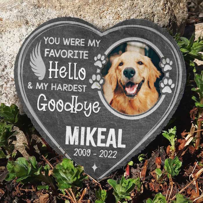 You Were My Favorite Hello And My Hardest Goodbye - Personalized Memorial Stone, Pet Grave Marker - Upload Image, Memorial Gift, Sympathy Gift - Image 2