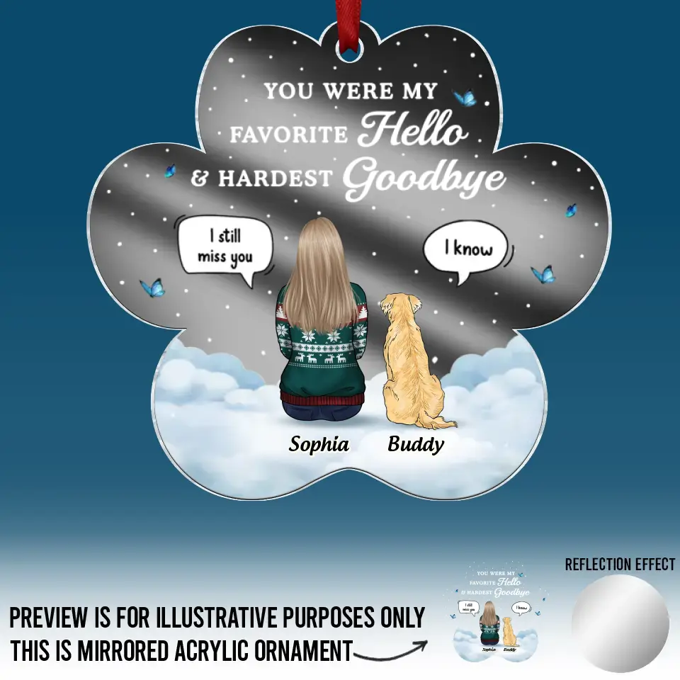 You Were My Favorite Hello - Memorial Personalized Custom Mirrored Acrylic Ornament - Sympathy Gift, Christmas Gift For Pet Owners, Pet Lovers - Image 2
