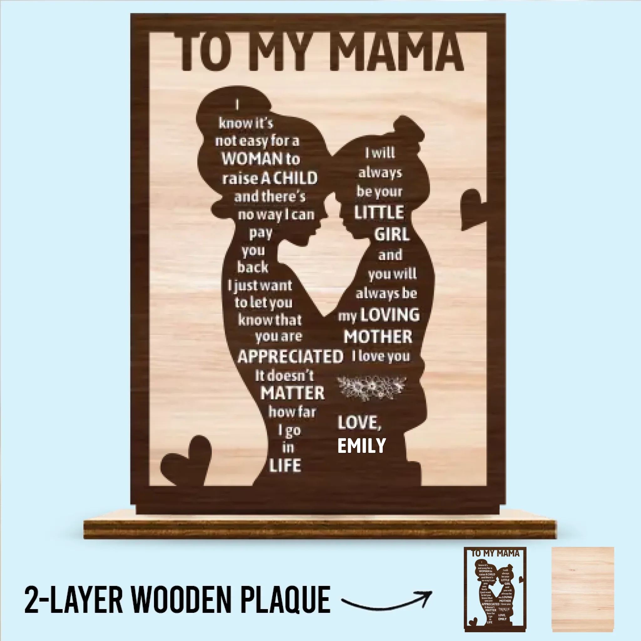 You Will Be My Loving Mother - Family Personalized Custom Shaped 2-Layered Wooden Plaque With Flat Stand - House Warming Gift For Mom - Image 2