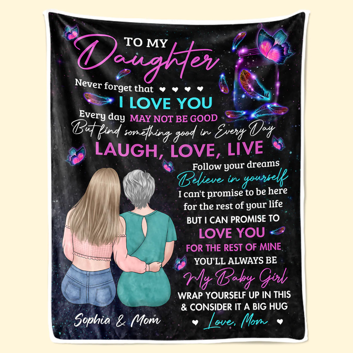 You'll Always Be My Baby Girl - Family Personalized Custom Blanket - Gift From Mom - Image 3