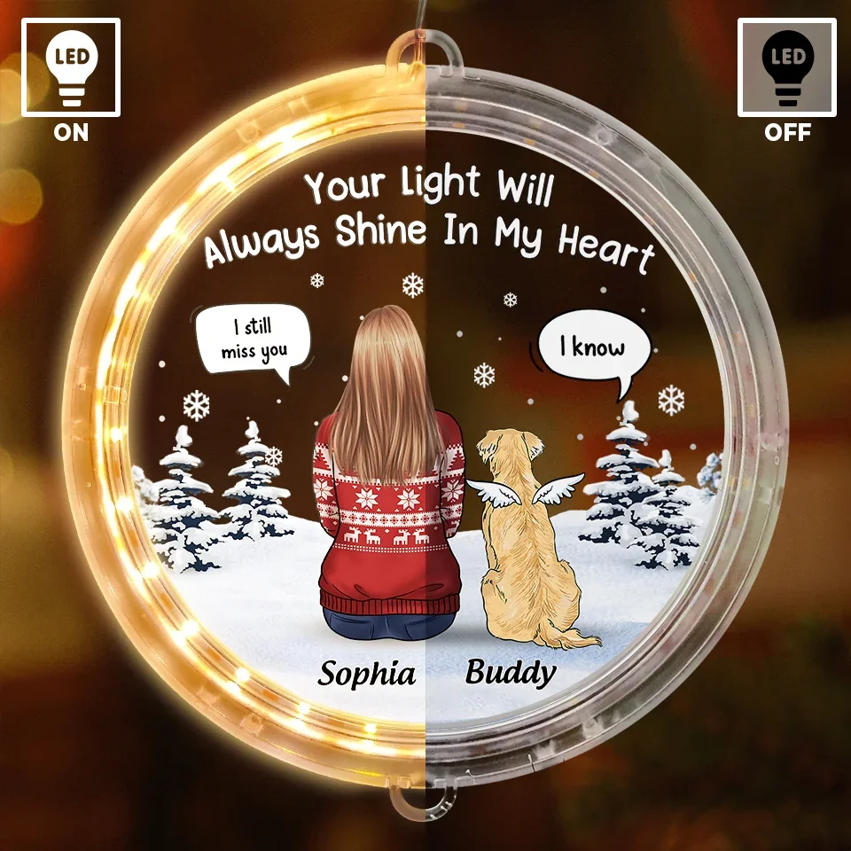 Your Light Will Always Shine In My Heart - Memorial Personalized Custom LED Pendant Light Ornament - Christmas Gift, Sympathy Gift For Pet Owners, Pet Lovers - Image 3