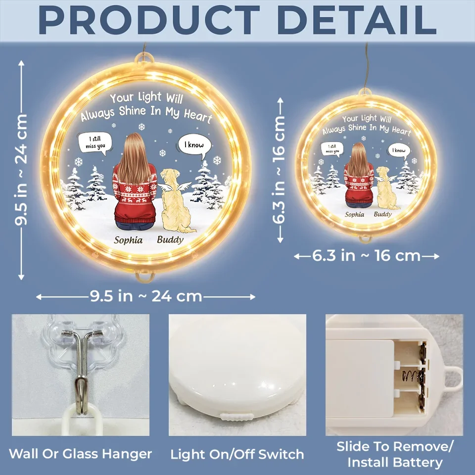 Your Light Will Always Shine In My Heart - Memorial Personalized Custom LED Pendant Light Ornament - Christmas Gift, Sympathy Gift For Pet Owners, Pet Lovers - Image 6
