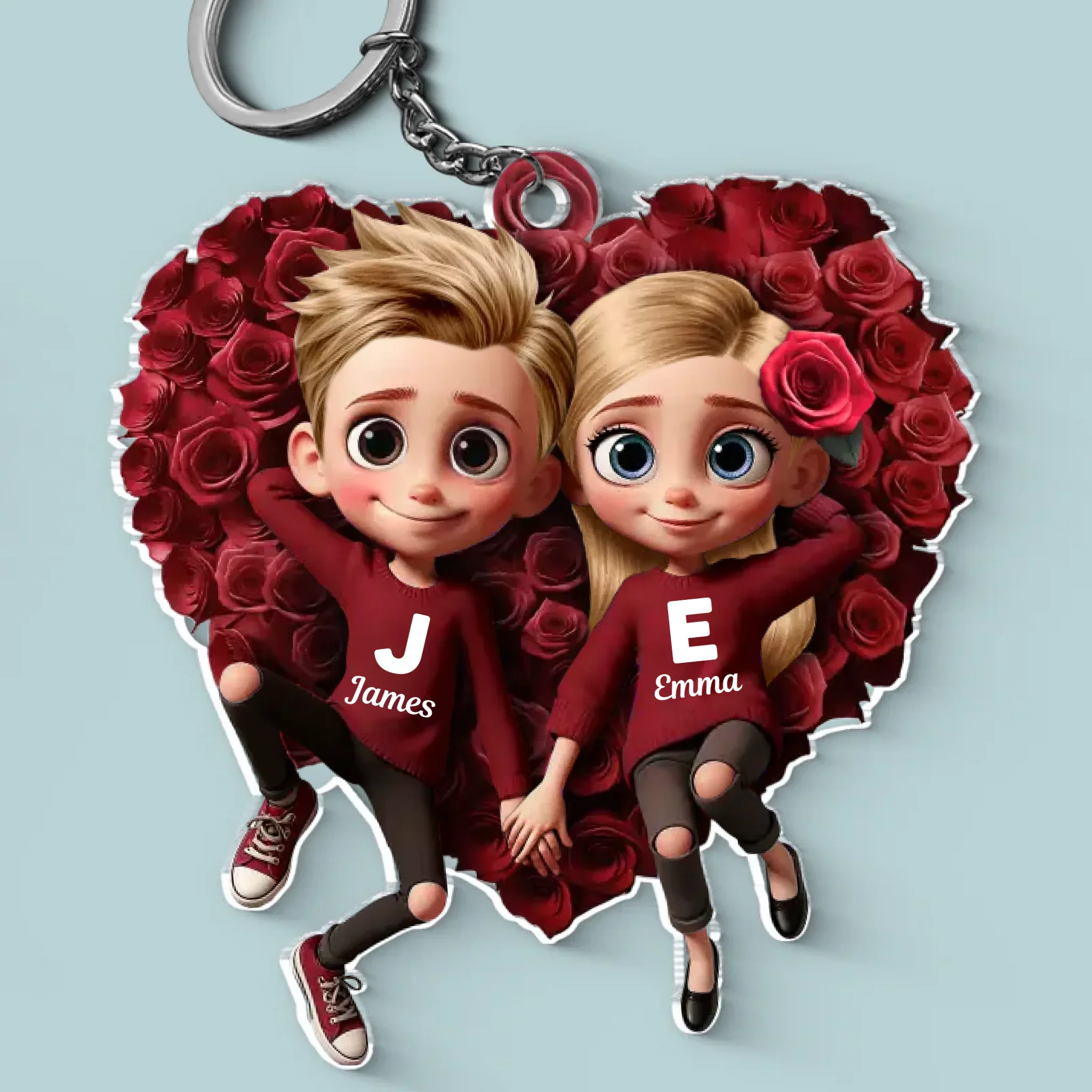 Your Love Is The Sunshine That Makes The Roses In My Heart Bloom - Couple Personalized Custom Shaped Acrylic Keychain - Gift For Husband Wife, Anniversary - Image 2