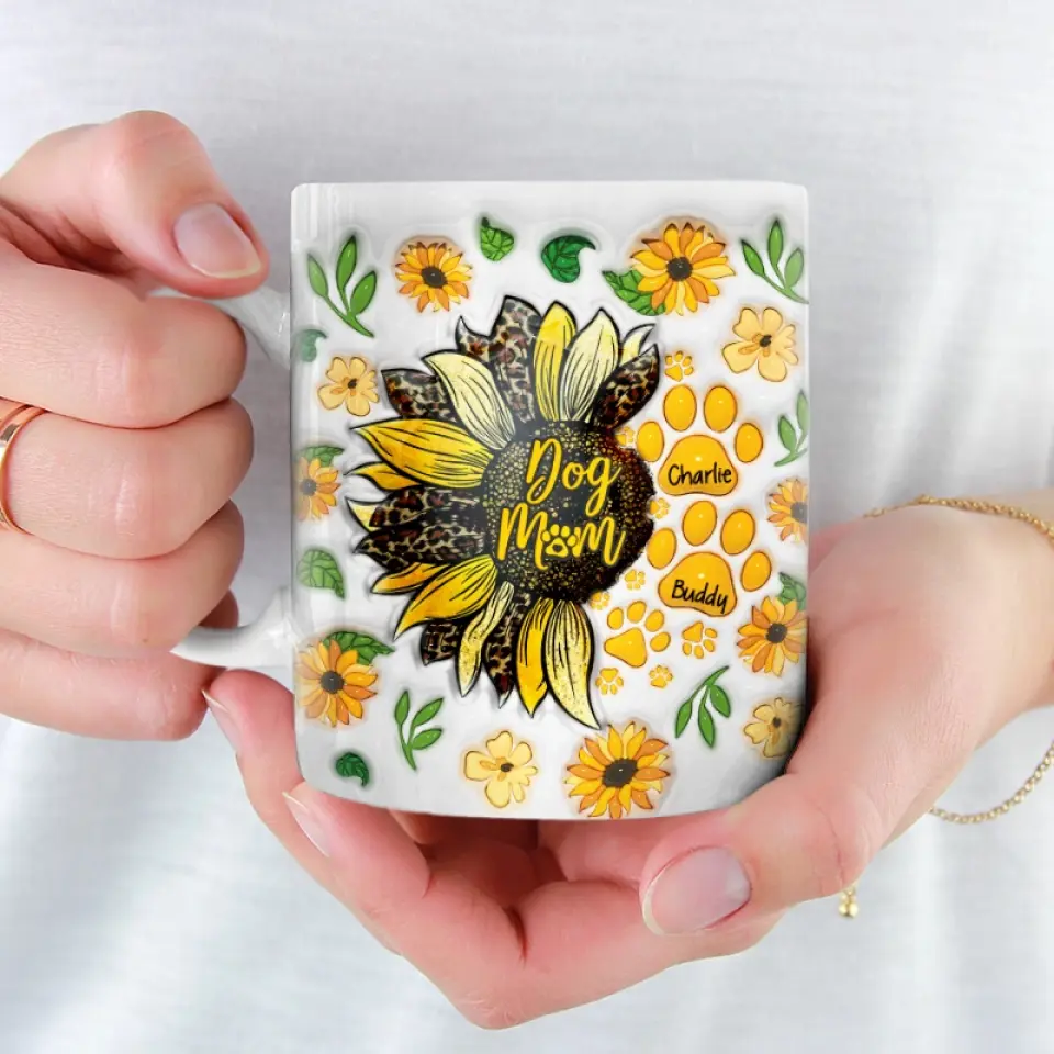 Your Love Shines Bright Like A Sunflower - Dog & Cat Personalized Custom 3D Inflated Effect Printed Mug - Mother's Day, Gift For Pet Owners, Pet Lovers - Image 3