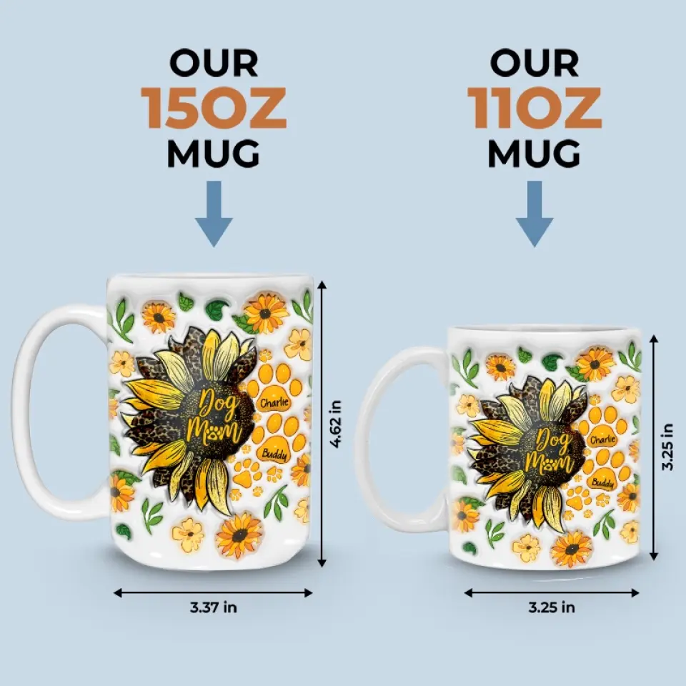 Your Love Shines Bright Like A Sunflower - Dog & Cat Personalized Custom 3D Inflated Effect Printed Mug - Mother's Day, Gift For Pet Owners, Pet Lovers - Image 5