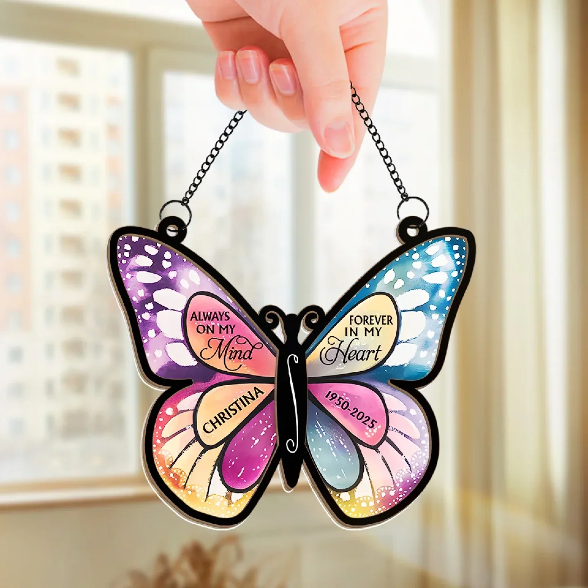 Your Memory Warms Our Hearts - Memorial Personalized Window Hanging Suncatcher Ornament - Sympathy Gift For Family Members - Image 3