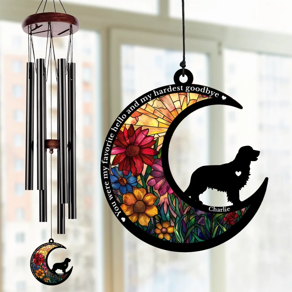 Your Paw Prints Are Forever On Our Hearts - Memorial Personalized Custom Wind Chime Suncatcher - Sympathy Gift, Christmas Gift For Pet Owners, Pet Lovers - Image 2
