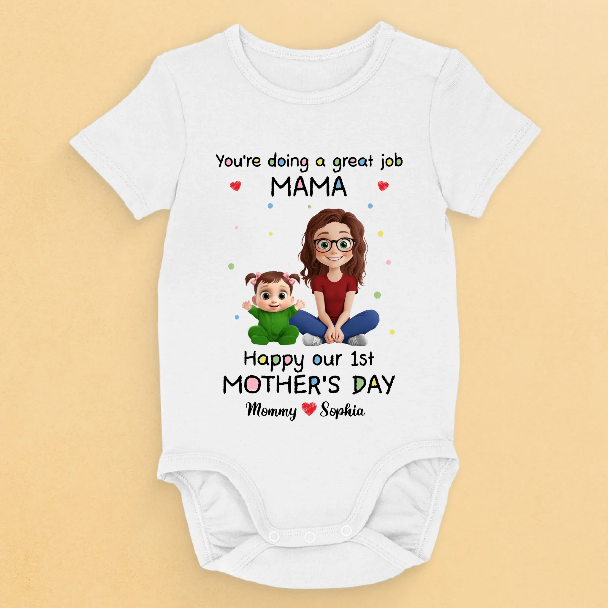 You're Doing An Amazing Job, Mommy - Family Personalized Custom Baby Onesie - Mother's Day, Baby Shower Gift, Gift For First Mom - Image 2