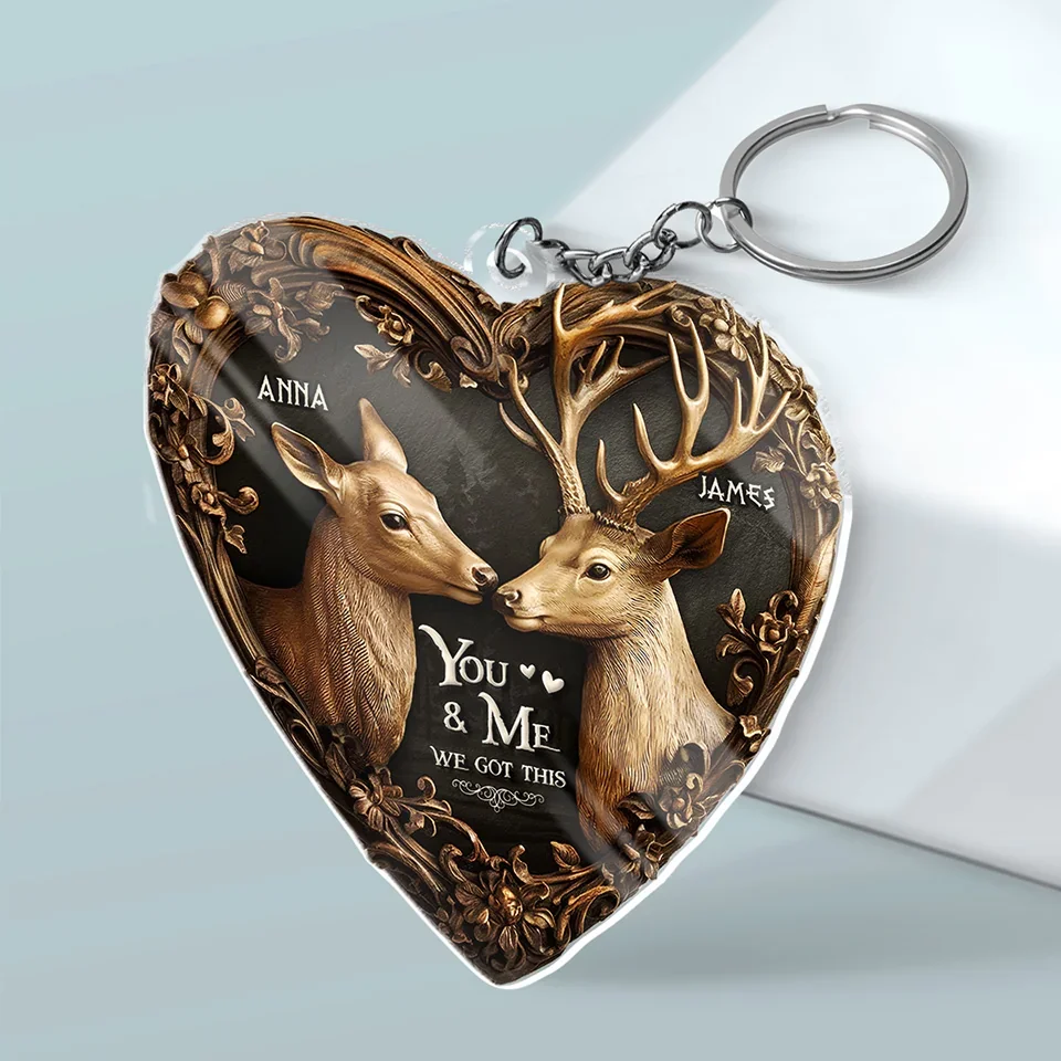 You're My Happy Place - Couple Personalized Custom Shaped Acrylic Keychain - Gift For Husband Wife, Anniversary - Image 3