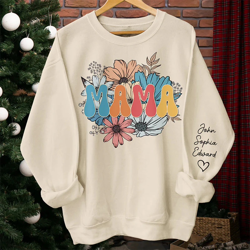 You're One Great Mama - Family Personalized Custom Unisex Sweatshirt With Design On Sleeve - Birthday Gift For Mom, Grandma - Image 3
