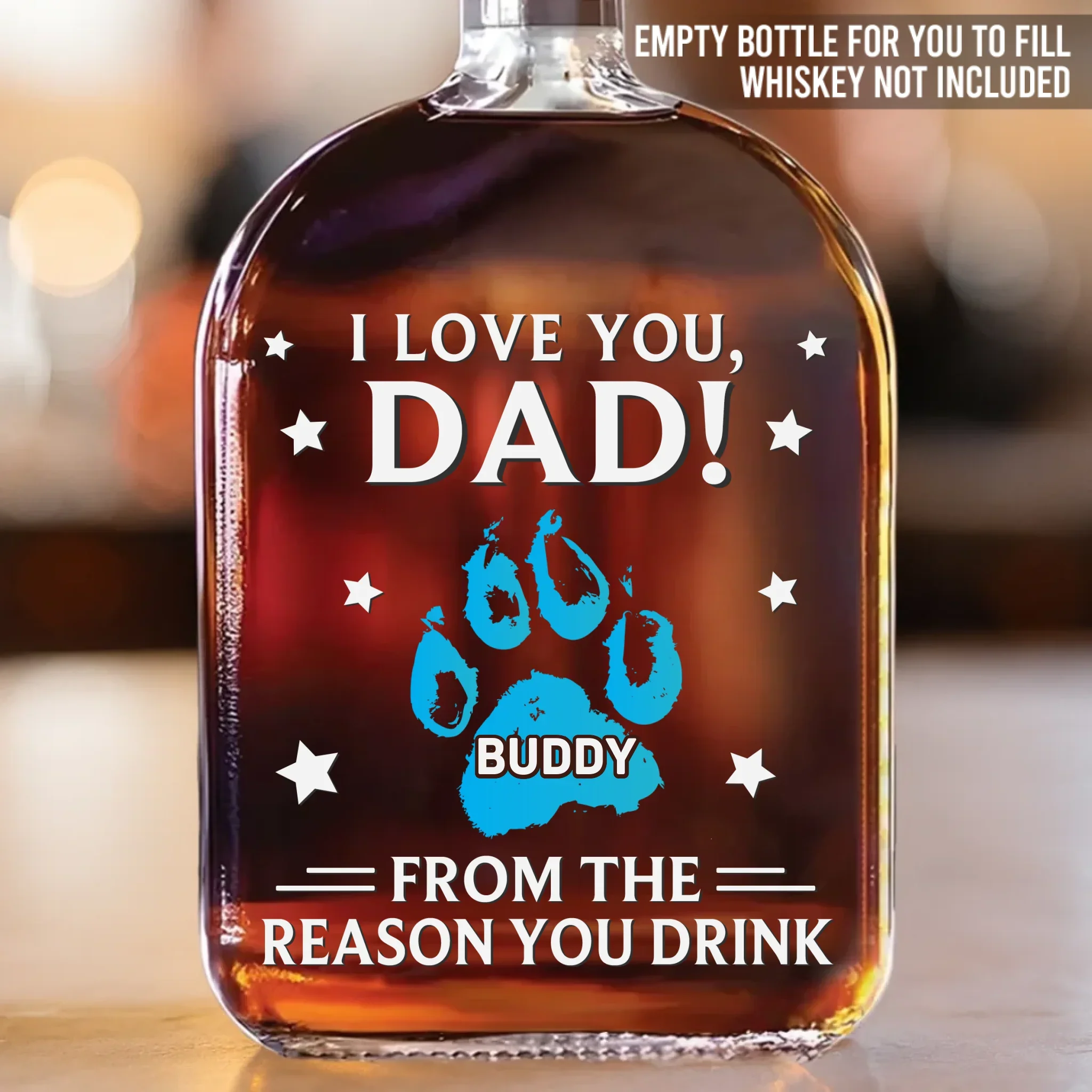 You're Our Favorite Hooman - Dog & Cat Personalized Custom Whiskey Bottle - Father's Day,  Gift For Dad, Pet Owners, Pet Lovers - Image 2