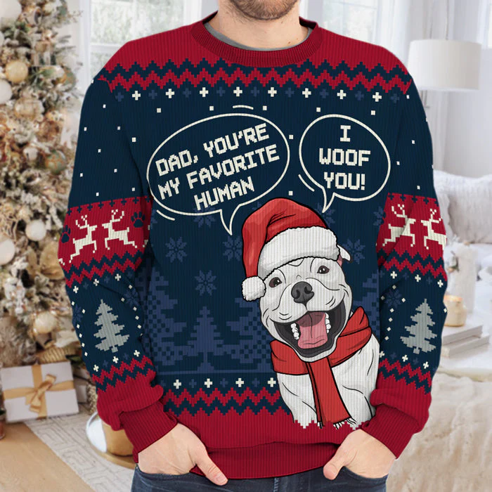 You're Our Favorite Human - Dog Personalized Custom Ugly Sweatshirt - Unisex Wool Jumper - Christmas Gift For Pet Owners, Pet Lovers - Image 4