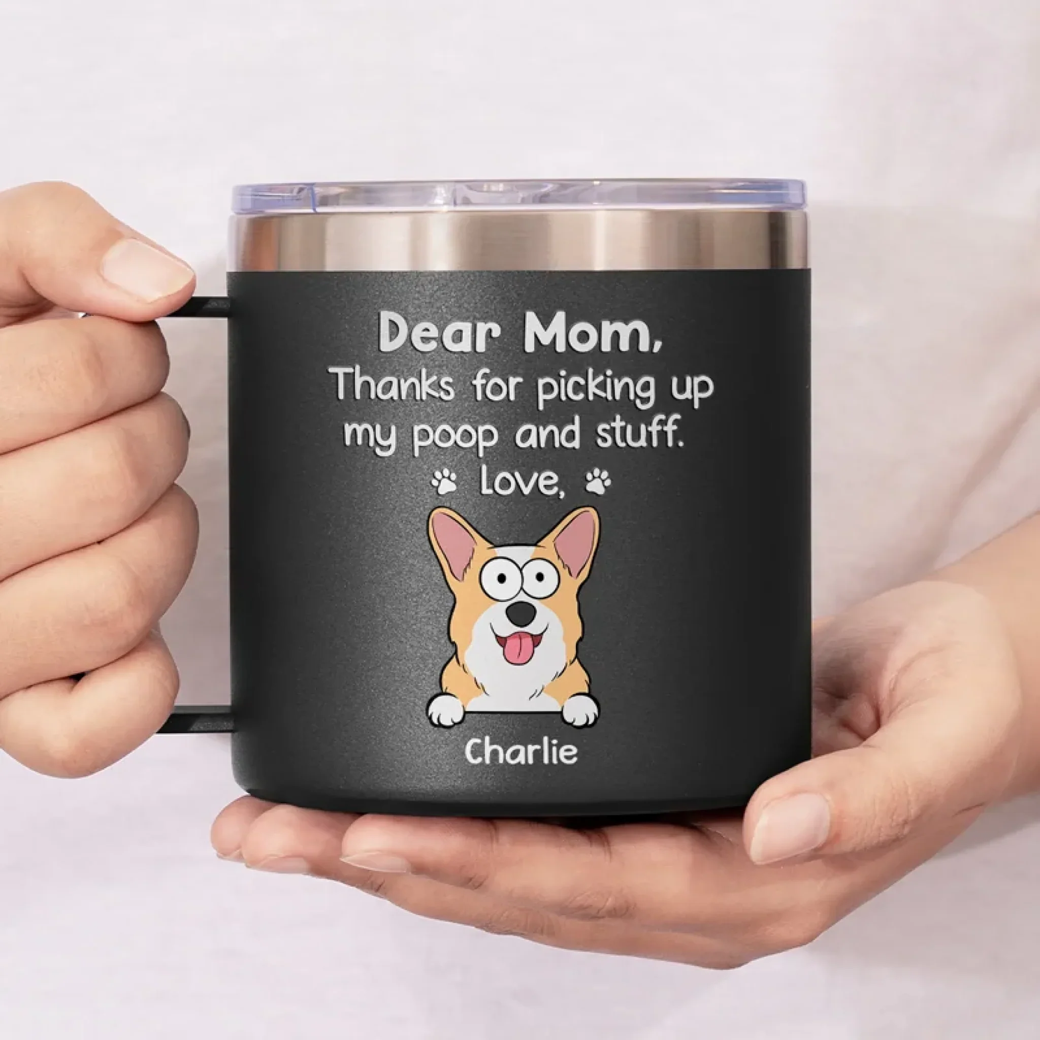 You’re Pawsome, Dad - Dog & Cat Personalized Custom 14oz Stainless Steel Tumbler With Handle - Gift For Pet Owners, Pet Lovers - Image 7