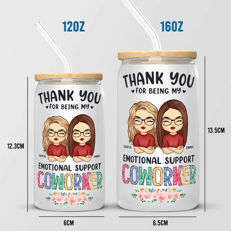 You're The Best Emotional Support Coworker - Bestie Personalized Custom Glass Cup, Iced Coffee Cup - Gift For Best Friends, BFF, Sisters, Coworkers - Image 4